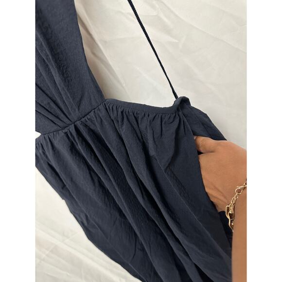 DEVEAUX Madelyn Cutout Cotton-seersucker Midi Dress - Picture 11 of 14